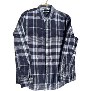 Banana Republic Slim Fit Mens Long Sleeve Dress Shirt Blue & White Stripe Size L